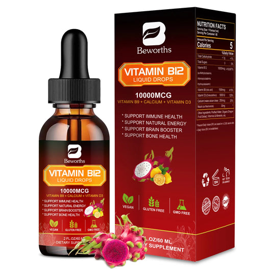 BEWORTHS Vitamin B12 and Vitamin D3 Drink Vitamin Complex Supplements Immune and Intestinal Digestive Health Brain &Heart Health 60ML United States