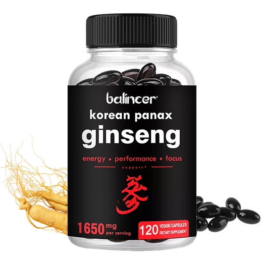 Korean Red Ginseng, Ginsenoside Extract, Energy Supplement, Supports Energy, Focus, Stamina, 120 Capsules