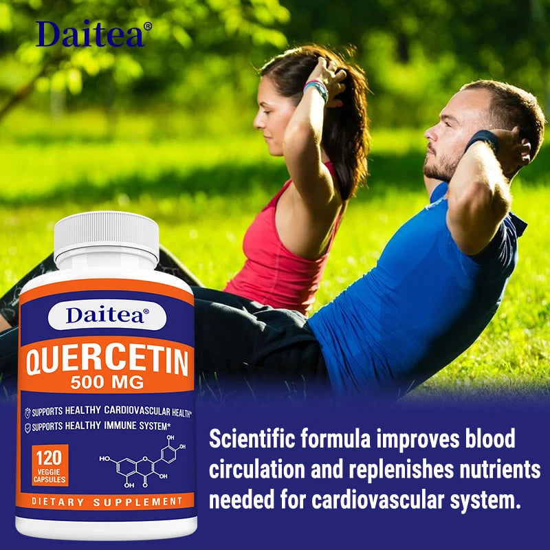 Quercetin 500mg Capsules -Supports Immune,Cardiovascular,Respiratory Health,Antioxidant Vegetarian Supplement for Men and Women