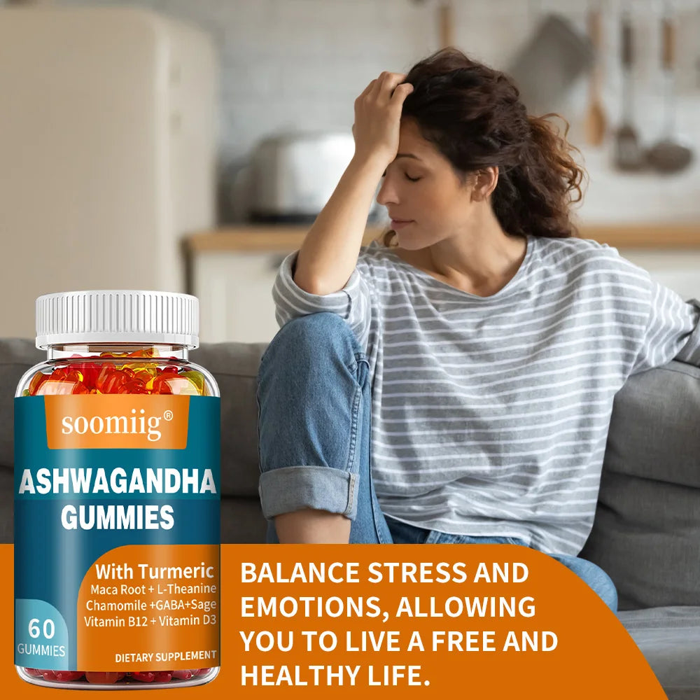 Ashwagandha Supplement - with Turmeric, Vitamins - Balances Mood, Energy, Promotes Calmness & Relaxation - 60 Capsules