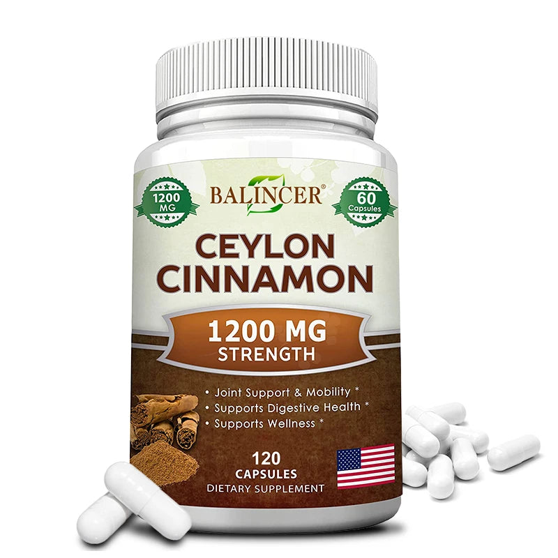 Premium Ceylon Cinnamon 1200 mg Organic All-Natural Supplement for Blood Sugar Levels, Circulation, Brain and Joint Health Package 2 United States