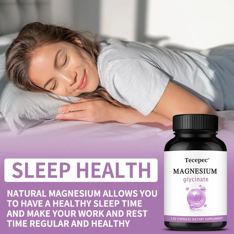 Magnesium Supplement - Pure Magnesium Glycinate Capsules, Maximum Absorption - Supports Sleep, Brain Function, Heart & Mood