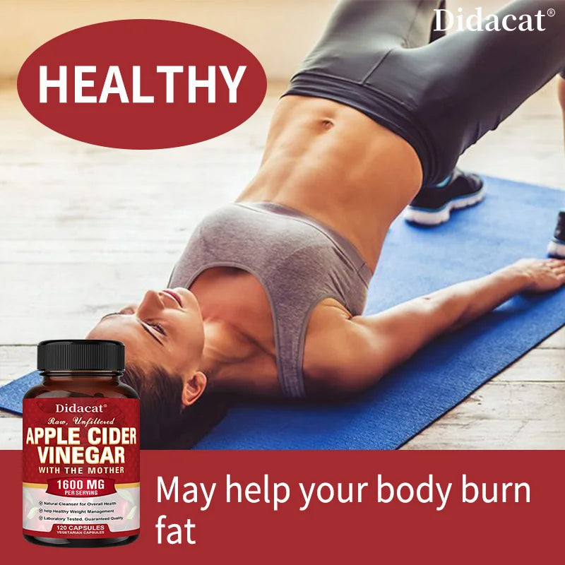 Apple Cider Vinegar Capsules 1600mg - Healthy Weight Management, Digestion, Detoxification, Immunity, Cleansing