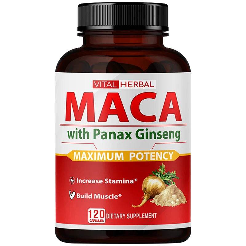 Sports Supplement - Contains Maca, Ginseng Extract Capsules to Burn Fat, Boost Strength, Energy, Performance and Muscle Mass 120count United States