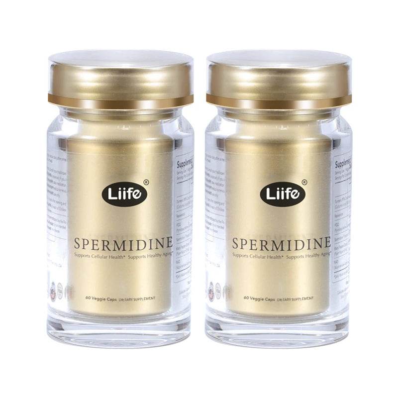 Liife Spermidine+NAD-60 capsules to support young cells,energy and antioxidants,regulate cholesterol and improve memory,From USA 2 bottle 120 caps United States