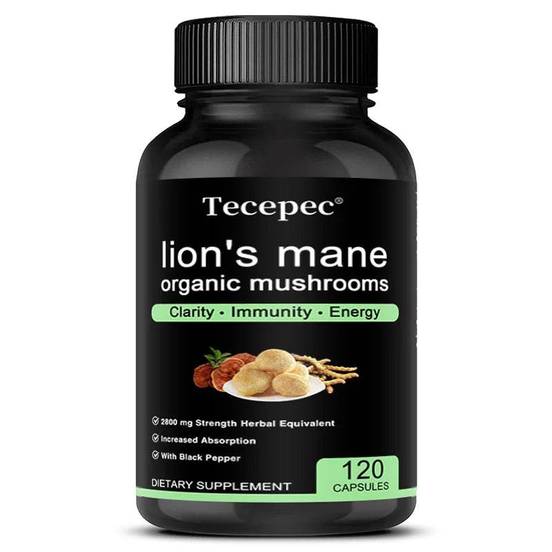 Lion's Mane Organic Mushrooms Supplements - Strength, Memory, Focus, Brain Supplements, Immune System, Nerve Health United States 120count