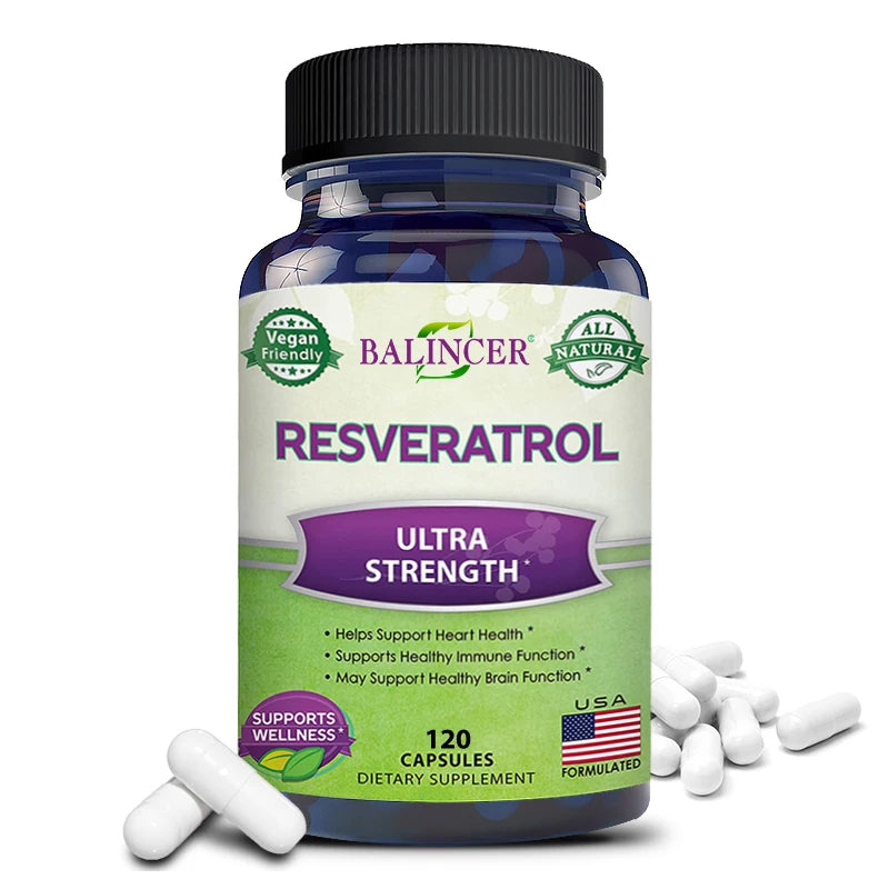 Balincer Resveratrol Capsules Support Cardiovascular Health, Antioxidants, Improve Immunity, and Promote Smooth Skin 120count United States