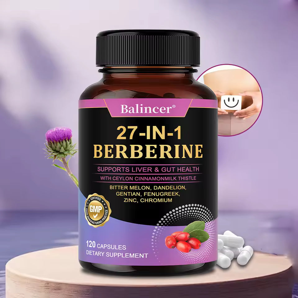 27-IN-1 Berberine Supplement | Liver and Gut Health | Blood Sugar Support | Ceylon Cinnamon Milk Thistle | 120 Capsules