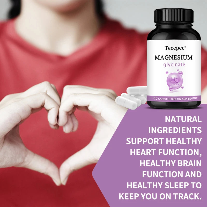 Magnesium Supplement - Pure Magnesium Glycinate Capsules, Maximum Absorption - Supports Sleep, Brain Function, Heart & Mood