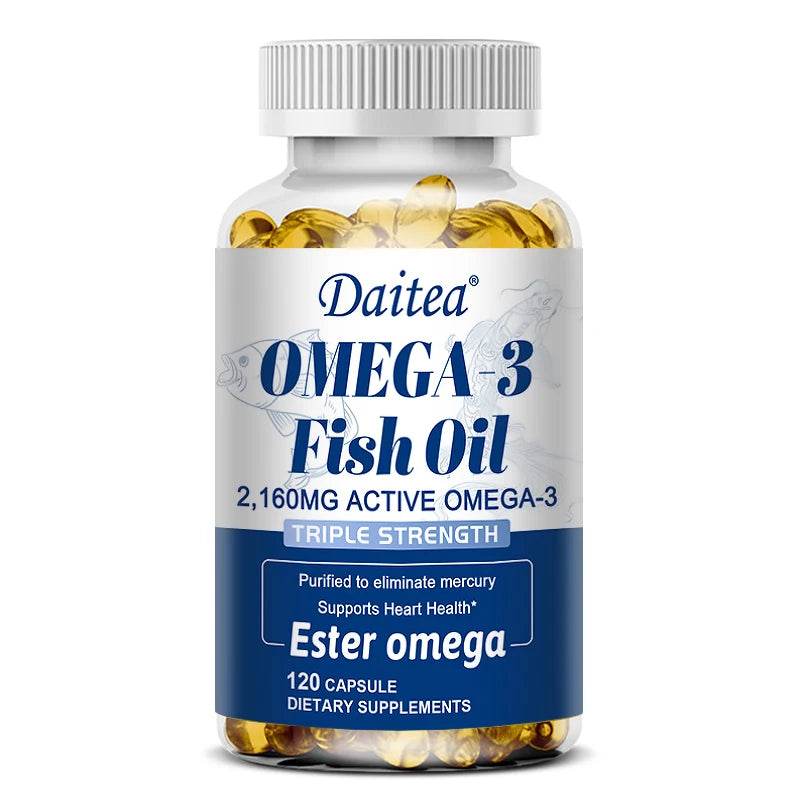 Omega-3 Fish Oil Supplement, Support Brain, Heart Health, Focus, Protect Cardiovascular System, Promote Cellular Energy Health United States 120 count