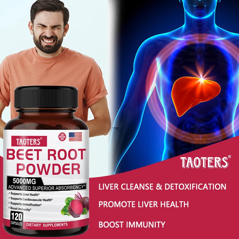 Liver Supplements - Beetroot Milk Thistle Grapeseed Extract Capsules, Cardiovascular Detoxification and Kidney Support