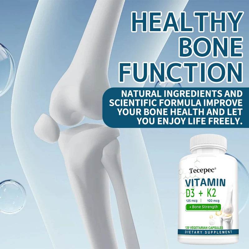 Vitamin D + Vitamin K Supplement, Supports Joint, Bone, Immune & Heart Health, Improves Calcium Absorption, 120 Tablets