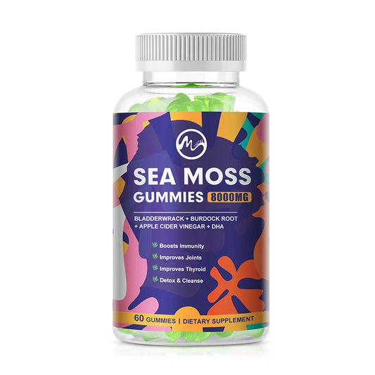 Sea Moss Gummies - 60 Gummies - Made with Bladderwrack & Burdock Root - Seamoss Supplement for Thyroid, Energy, Immune Support Package 1 United States