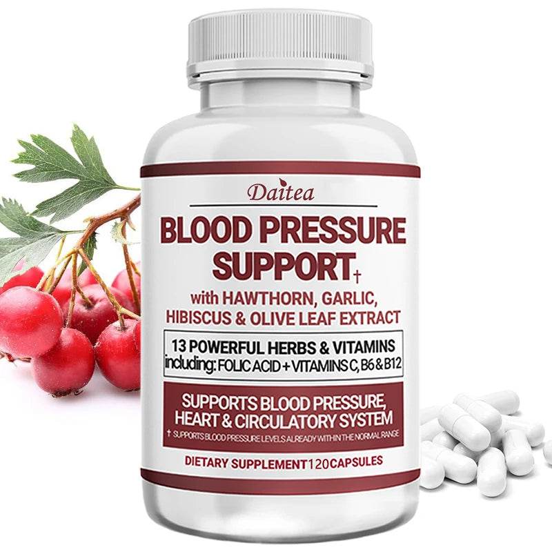 Blood Pressure Support Supplement - Supports Fat Metabolism, Blood Circulation, Healthy Brain, Heart, Blood Vessels 120count United States