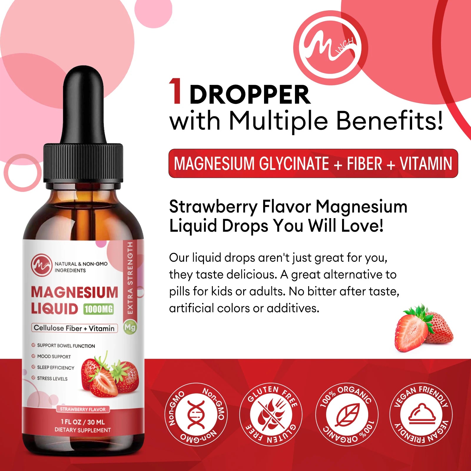 Magnesium Glycinate Liquid Drop, Vegan Non-GMO Complex Supplement Promotes Nerv,Relaxation,Muscle,Sleep Support 30Ml