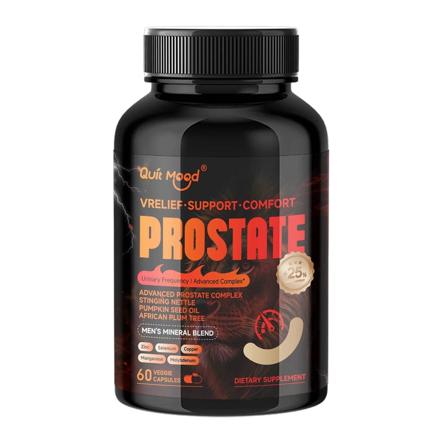 Quit mood - Advanced Prostate Support | Stinging Nettle, Pumpkin Seed Oil & African Plum Extract | 60 Caps - Men’s Health Focus 1 bottle-60 Caps United States