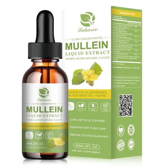 Mullein Drops for Lungs - Mullein Leaf Extract Supplement - Lung & Bronchial Cleanse - Respiratory Health Support Package 1 United States