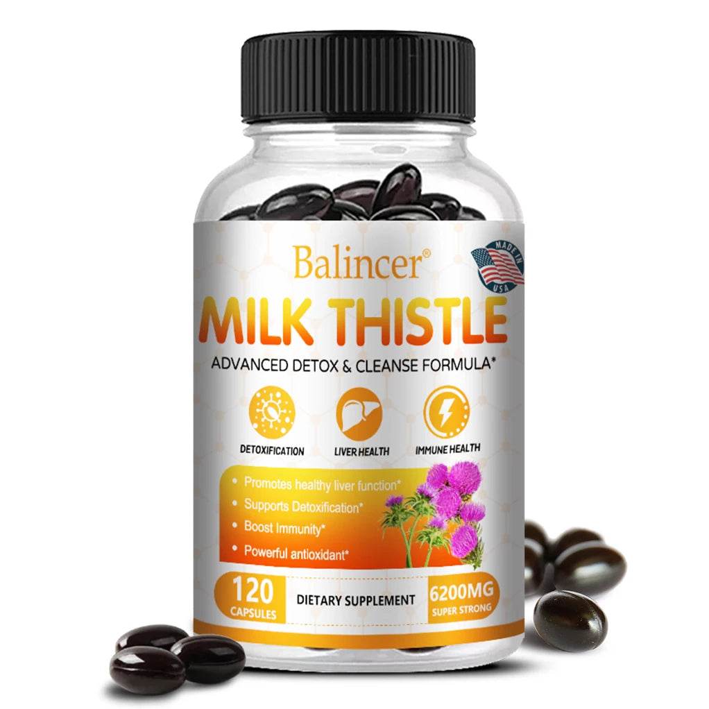 Balincer Milk Thistle Extract Supplement 6200mg - Liver Health, Detoxification - Antioxidants, Non-GMO, Gluten-Free United States 120count