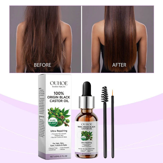 Black Castor Oil Essential Oil Makes Hair Smooth and Shiny. Multi-effect Care Essential Oil Suitable for Body Hair and Eyelashes Other United States