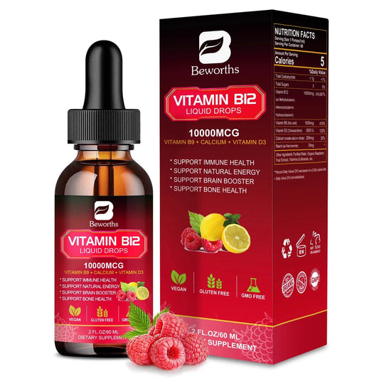BEWORTHS Vitamin B12 Drops Energy Supplements Support Immune Health Protecting Cardiovascular Health Promote Digestion 60ML United States