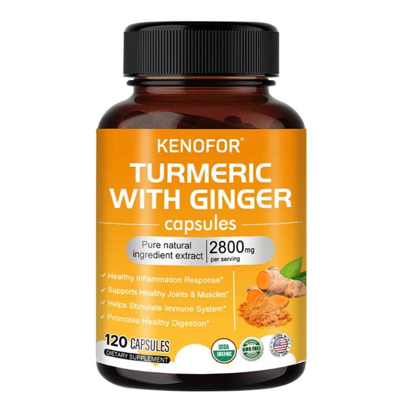 Turmeric Ginger Capsules - Natural Premium Joint Mobility and Muscle Health Promotes Healthy Gut Digestion, Immunity 120count United States
