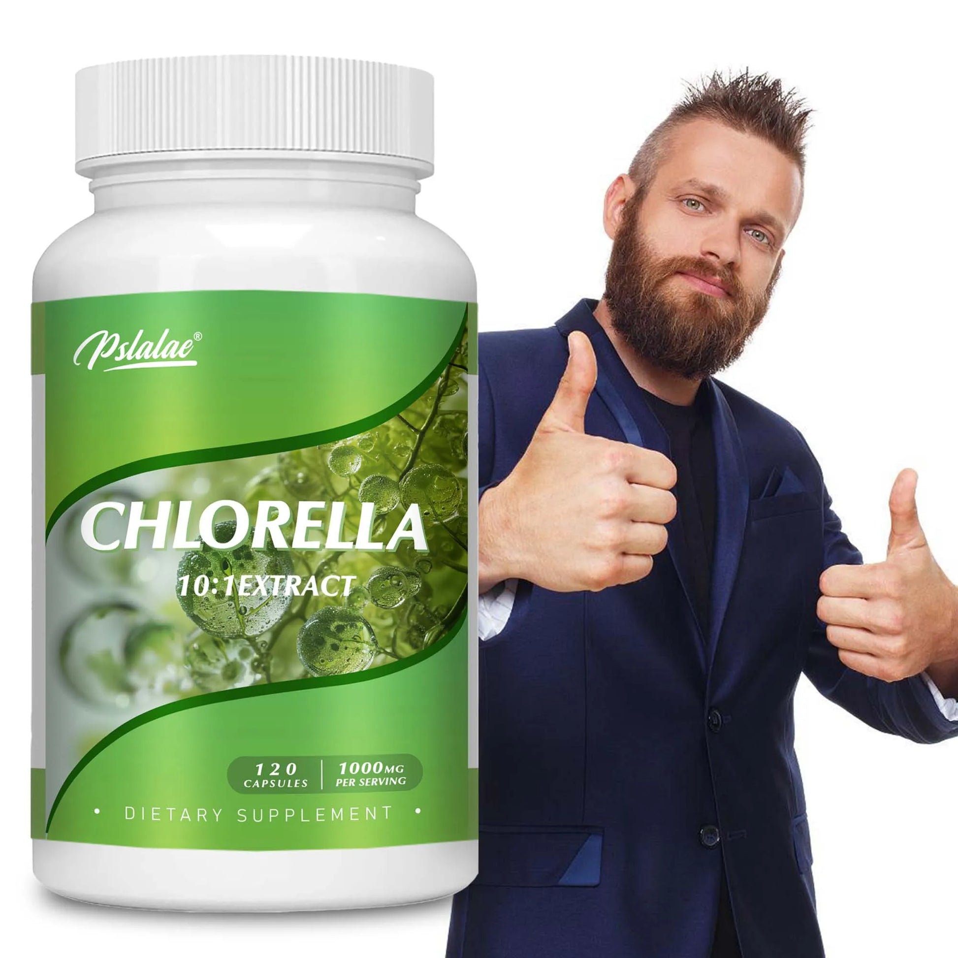 Chlorella - Liver Cleansing, Detoxification and Repair - Superfood Detox Supplement, Helps Free Radicals - 120 Capsules