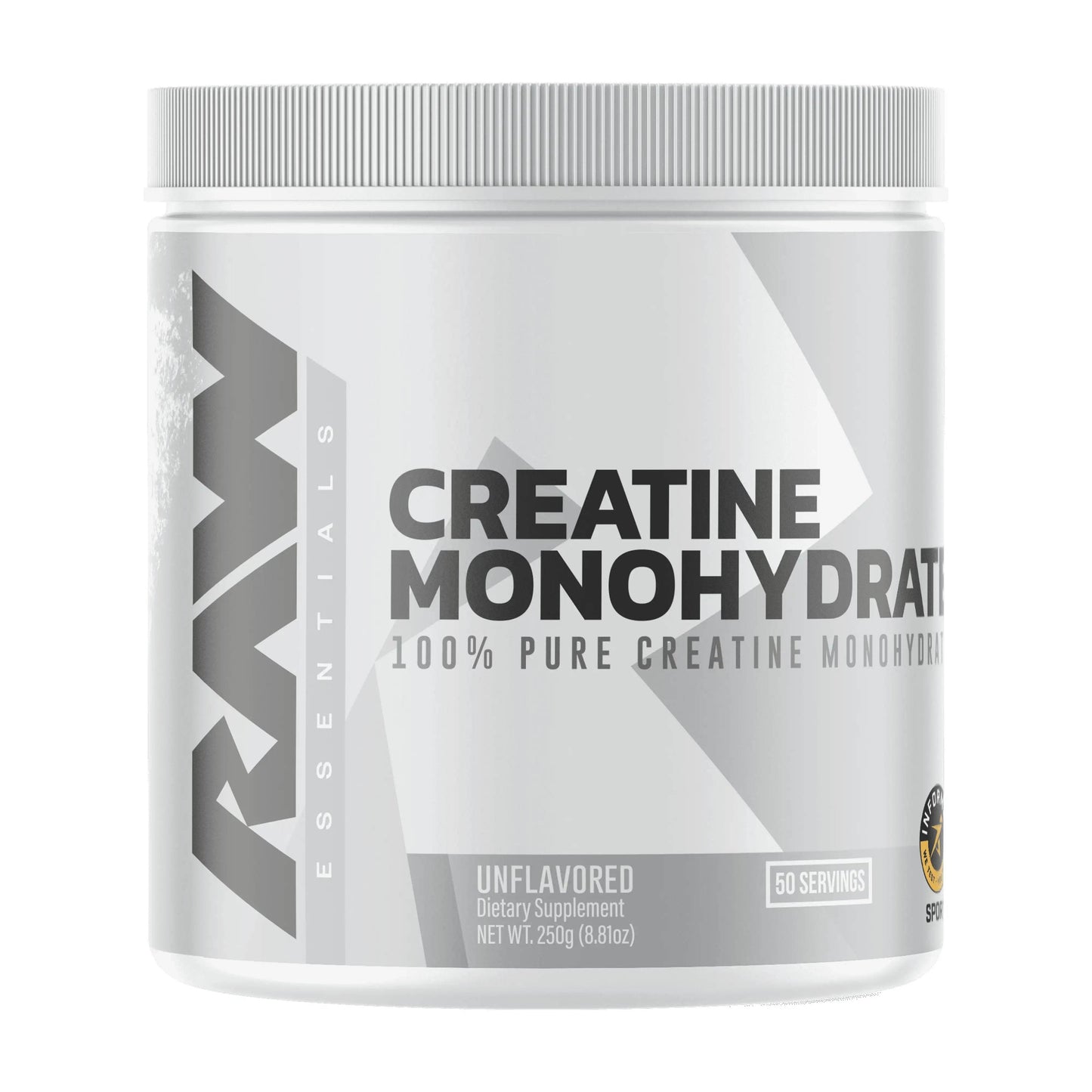 RAW Nutrition Essential 100% Pure Creatine Monohydrate Powder, Unflavored, 8.81 oz, 50 Servings United States