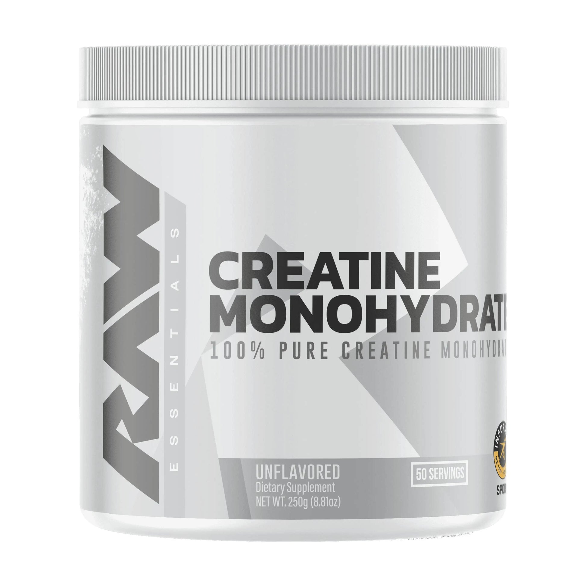 RAW Nutrition Essential 100% Pure Creatine Monohydrate Powder, Unflavored, 8.81 oz, 50 Servings United States