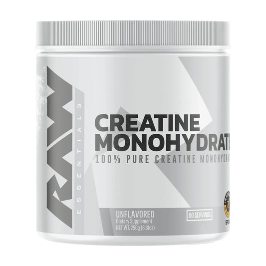 RAW Nutrition Essential 100% Pure Creatine Monohydrate Powder, Unflavored, 8.81 oz, 50 Servings United States