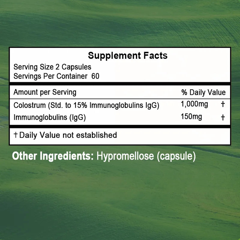 Colostrum Supplement Colostrum Extract (Colostrum Only), Supports Immune & Digestive Health, 120 Capsules