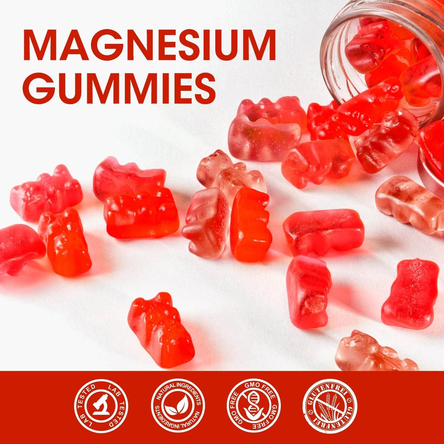 Magnesium Glycinate Gummies - Support Sleep Relax Nerves- Good Mood Brain Health Muscle Strengthen and Bones