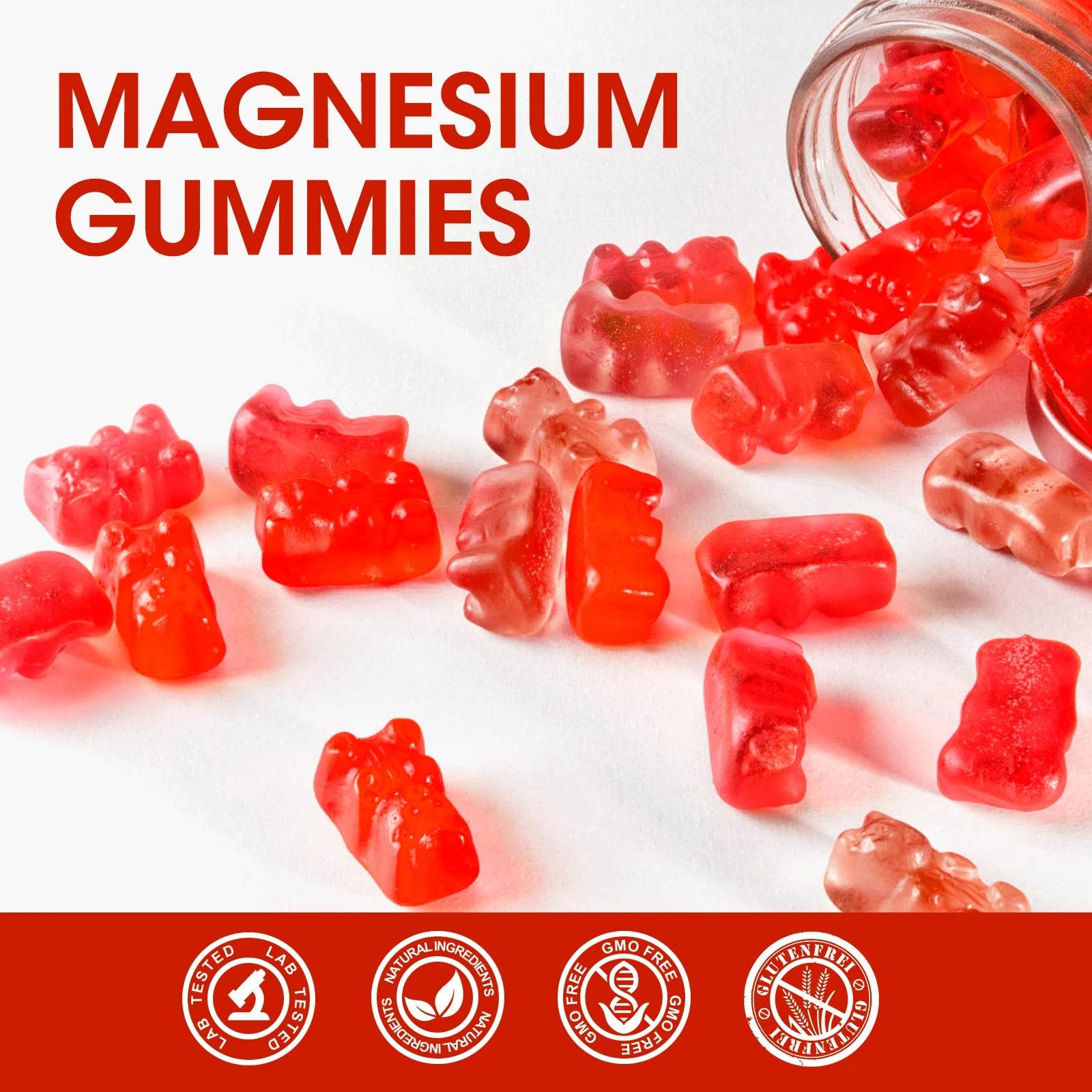 Magnesium Glycinate Gummies - Support Sleep Relax Nerves- Good Mood Brain Health Muscle Strengthen and Bones