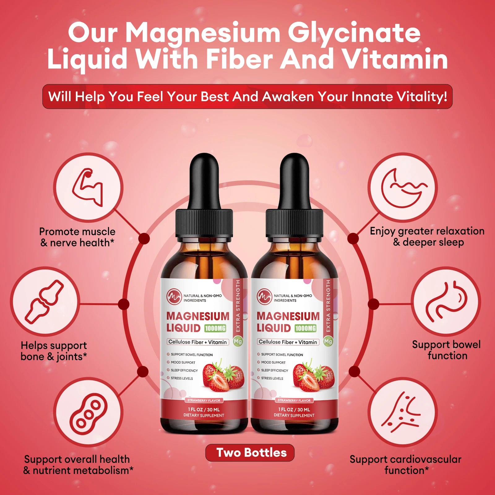 Magnesium Glycinate Liquid Drop, Vegan Non-GMO Complex Supplement Promotes Nerv,Relaxation,Muscle,Sleep Support 30Ml