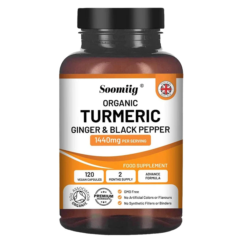 Organic Turmeric Ginger & Black Pepper Blend Capsules Joint Health Supplement Helps Joint Flexibility and Cushioning 120count United States