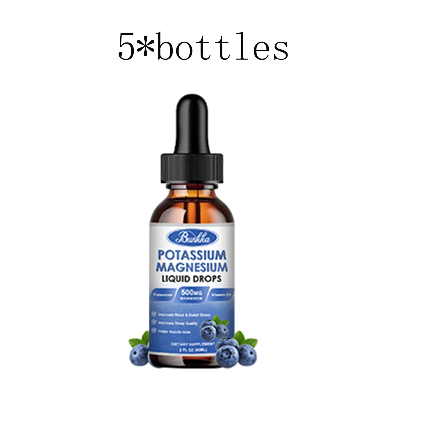 Potassium Magnesium Supplement Liquid - High Absorption Calm Magnesium Complex 500mg & Potassium 99mg,Calcium, Vitamin D3, Zinc 5 bottles United States