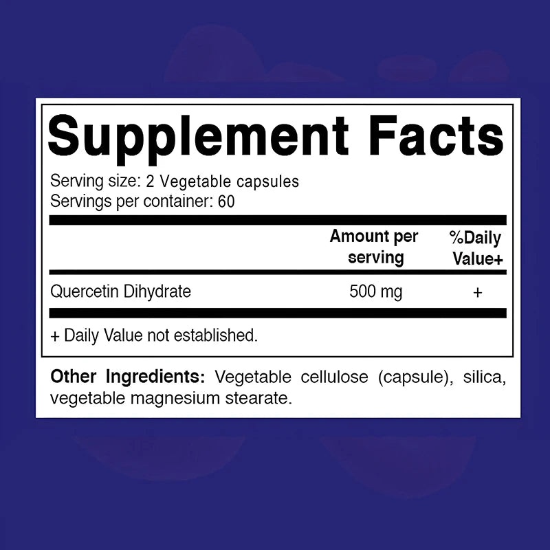 Quercetin 500mg Capsules -Supports Immune,Cardiovascular,Respiratory Health,Antioxidant Vegetarian Supplement for Men and Women