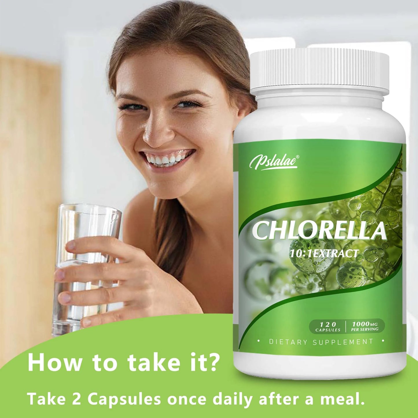 Chlorella - Liver Cleansing, Detoxification and Repair - Superfood Detox Supplement, Helps Free Radicals - 120 Capsules