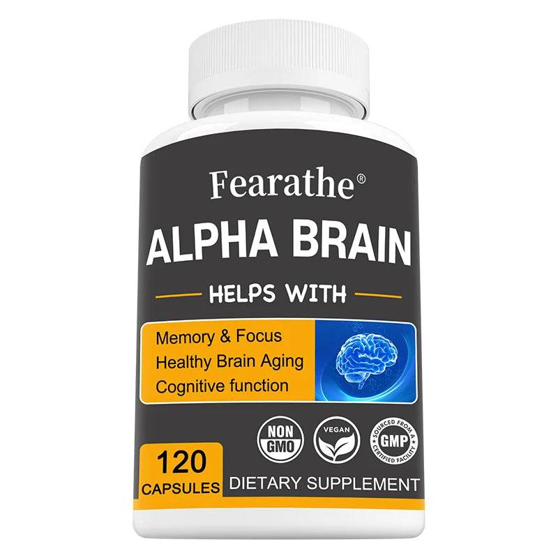 Fearathe Alpha Brain Supplement - Memory, Mental Clarity and Cognition with Vitamin B6, Focus Capsules, Non-GMO 120 count United States