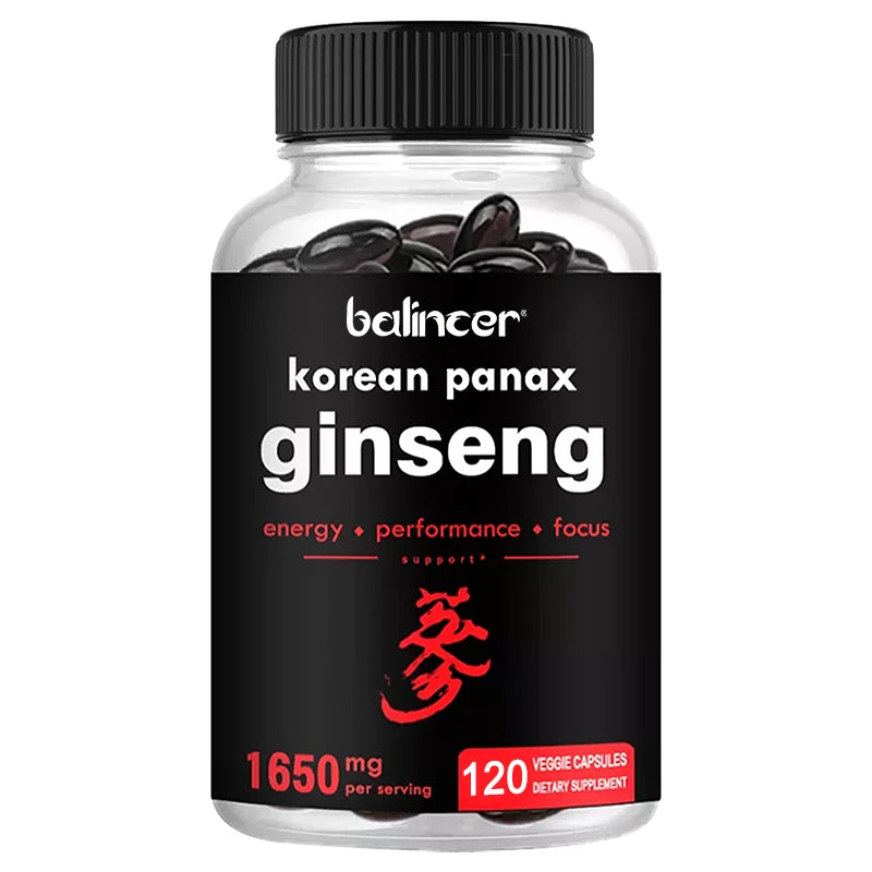 Korean Red Ginseng, Ginsenoside Extract, Energy Supplement, Supports Energy, Focus, Stamina, 120 Capsules