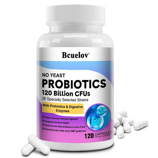 Probiotic Supplement, 120 Billion CFU, with Prebiotics and Digestive Enzymes to Support Gut Digestion and Immune Health 120count United States