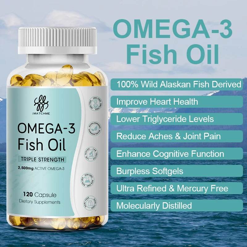 3600mg Triple Strength Omega 3 Fish Oil Supplement Rich EPA & DHA, Omega 3 Supplements for Heart, Brain & Immune Support