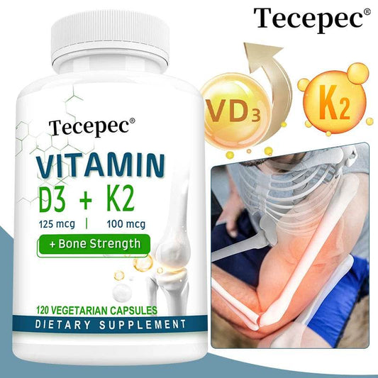 Vitamin D + Vitamin K Supplement, Supports Joint, Bone, Immune & Heart Health, Improves Calcium Absorption, 120 Tablets