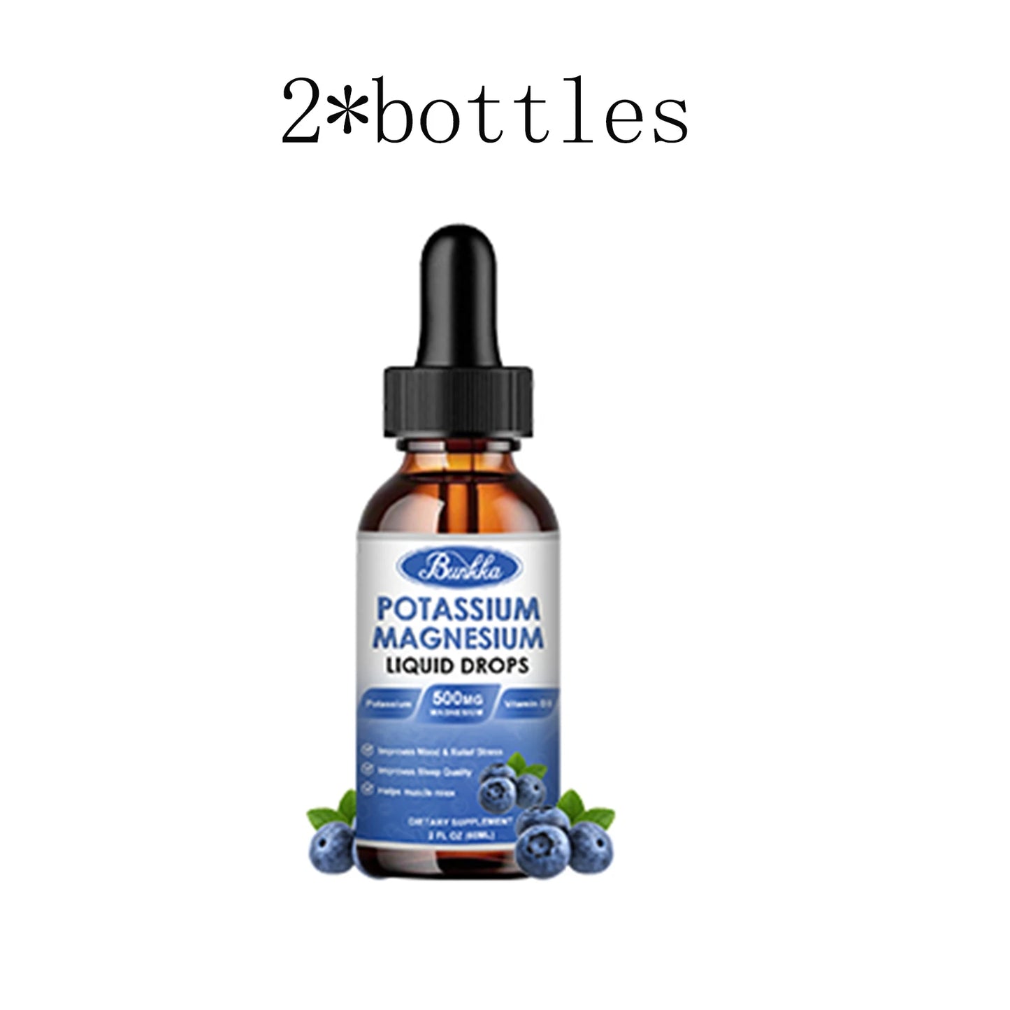 Potassium Magnesium Supplement Liquid - High Absorption Calm Magnesium Complex 500mg & Potassium 99mg,Calcium, Vitamin D3, Zinc 2 bottles United States