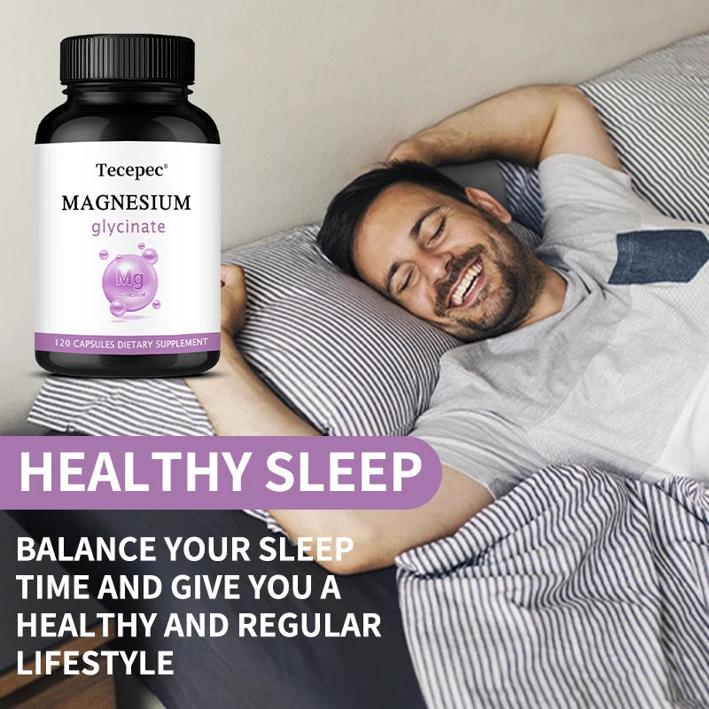 Magnesium Supplement - Pure Magnesium Glycinate Capsules, Maximum Absorption - Supports Sleep, Brain Function, Heart & Mood