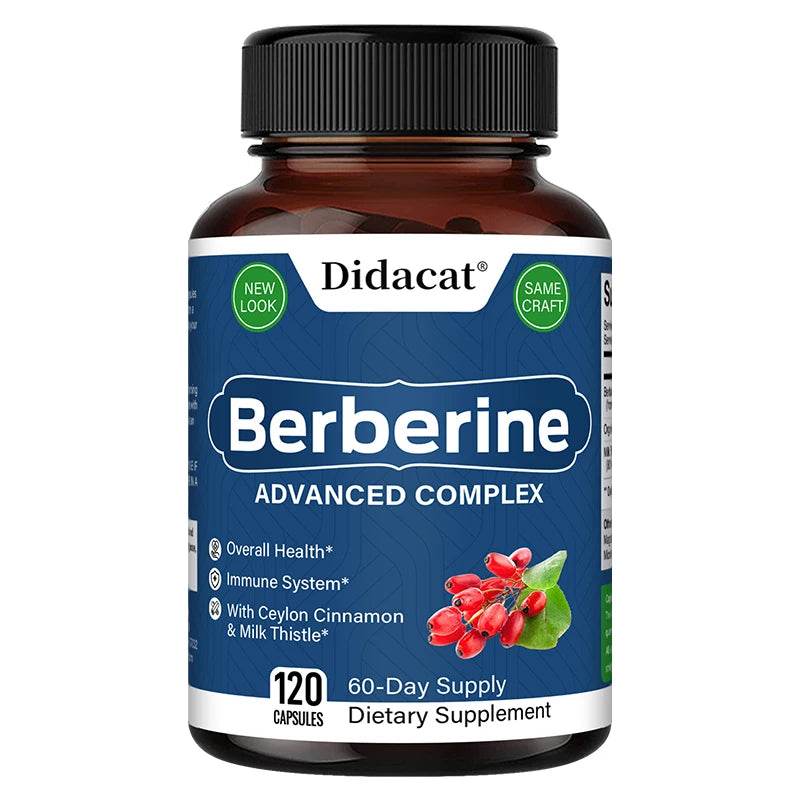 Didacat Berberine Supplement - Balance Blood Circulation, Support Heart Function Health - 120 Capsules United States 120 count