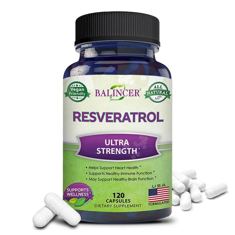 Balincer Resveratrol Capsules Support Cardiovascular Health, Antioxidants, Improve Immunity, and Promote Smooth Skin 120count United States