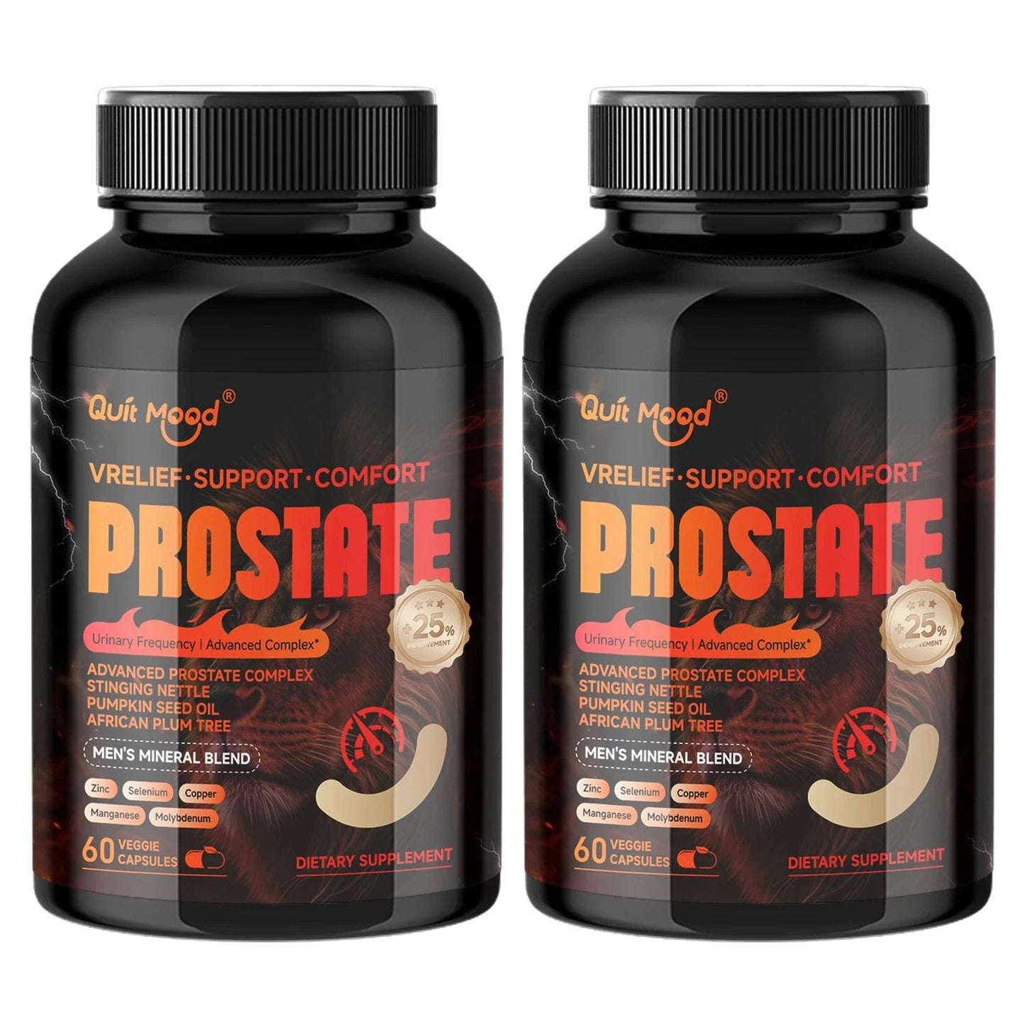 Quit mood - Advanced Prostate Support | Stinging Nettle, Pumpkin Seed Oil & African Plum Extract | 60 Caps - Men’s Health Focus 2 bottles-120 Caps United States