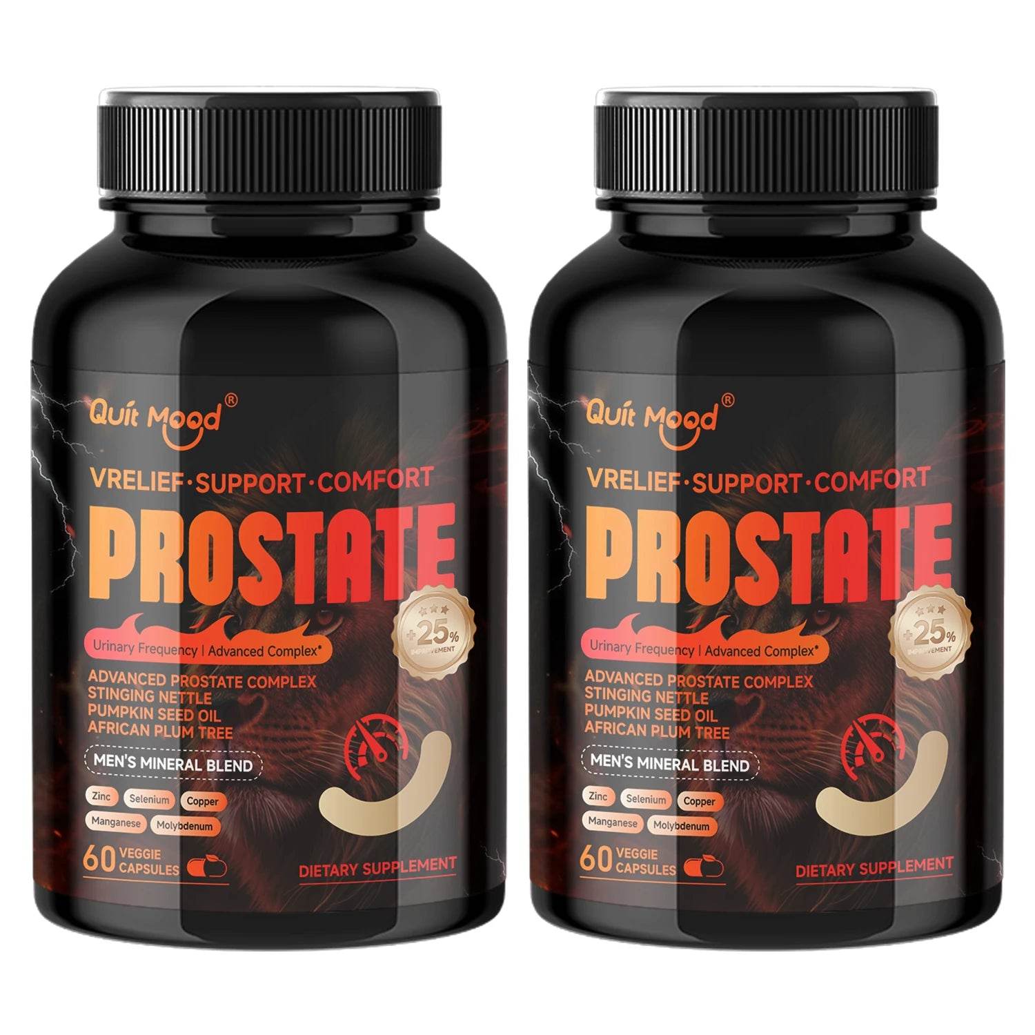 Quit mood - Advanced Prostate Support | Stinging Nettle, Pumpkin Seed Oil & African Plum Extract | 60 Caps - Men’s Health Focus 2 bottles-120 Caps United States