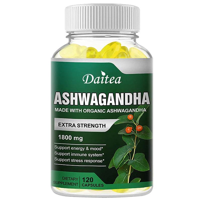 Ashwagandha Supplement 1800mg, Stress Relief, Focus, Brain, Sleep, Energy, Thyroid Support, Immune System Support 120count United States