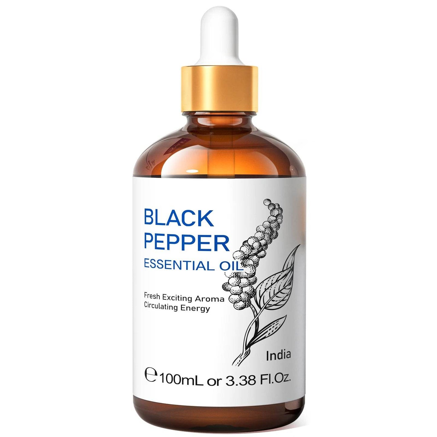 100ML Black Pepper Essential Oils, HIQILI 100% Pure Spice OIil Used for Diffuser, Humidifer, Relieving Stress, Making candles Black Pepper 100ml